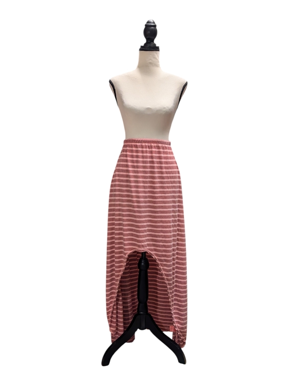 Striped Dusty Rose High-Low Maxi Skirt - Picture 1 of 7